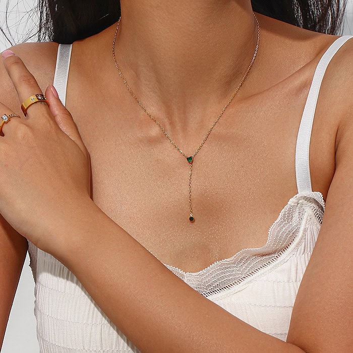 Y Kette Damen 18K Vergoldet Zirkonia