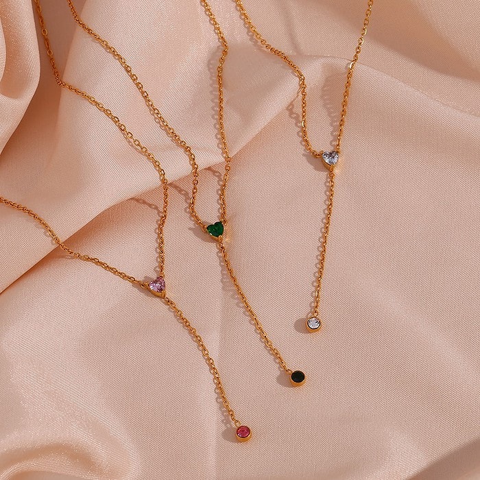 Y Kette Damen 18K Vergoldet Zirkonia