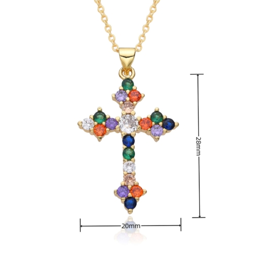 Kreuz Kette Bunte Zirkonia Gold 102103-001