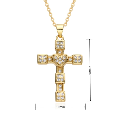 Kreuz Kette Zirkonia Gold 102103-002