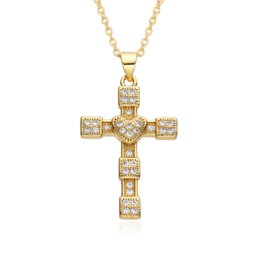 Kreuz Kette Zirkonia Gold 102103-002