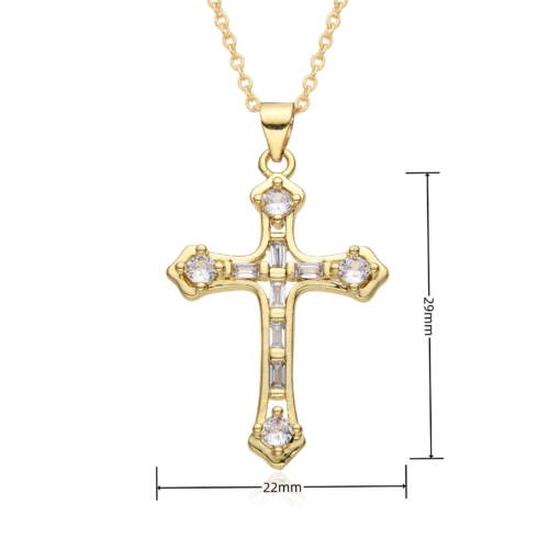 Kreuz Kette Zirkonia Gold 102103-003