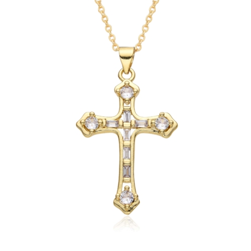 Kreuz Kette Zirkonia Gold 102103-003
