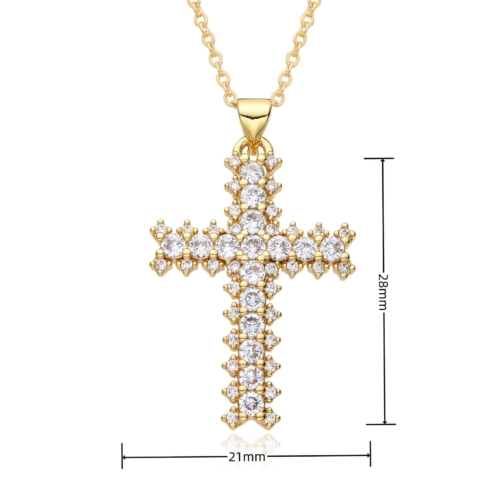 Kreuz Kette Zirkonia Gold 102103-004
