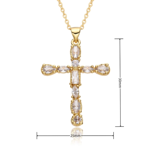 Kreuz Kette Zirkonia Gold 102103-006