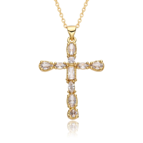 Kreuz Kette Zirkonia Gold 102103-006