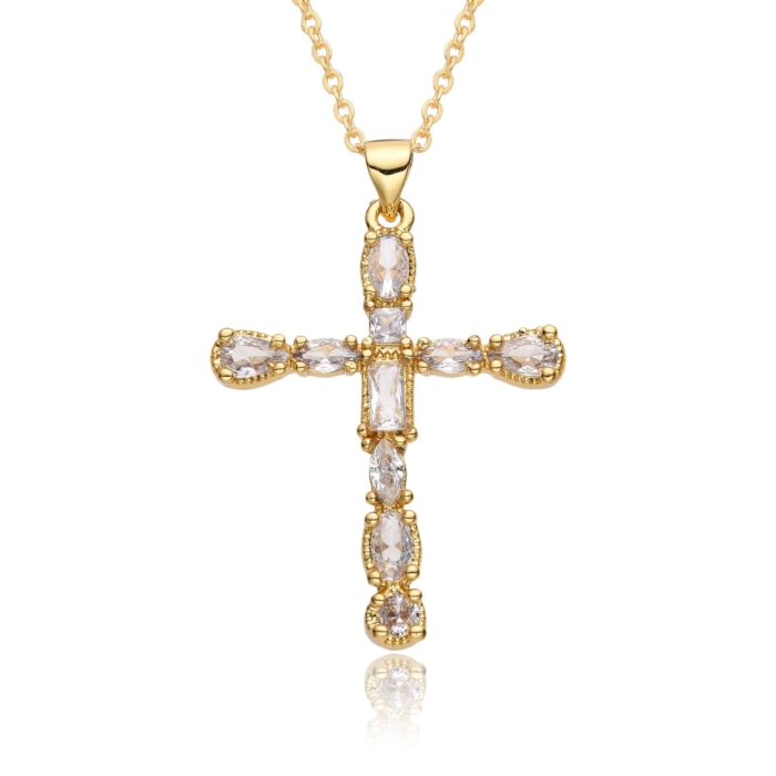 Kreuz Kette Zirkonia Gold 102103-006