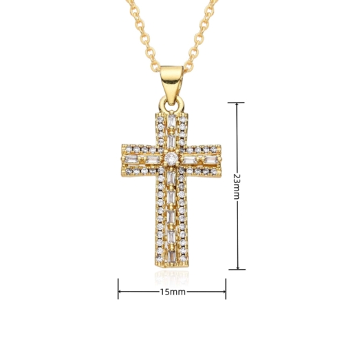 Kreuz Kette Zirkonia Gold 7