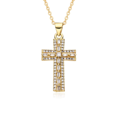 Kreuz Kette Zirkonia Gold 7