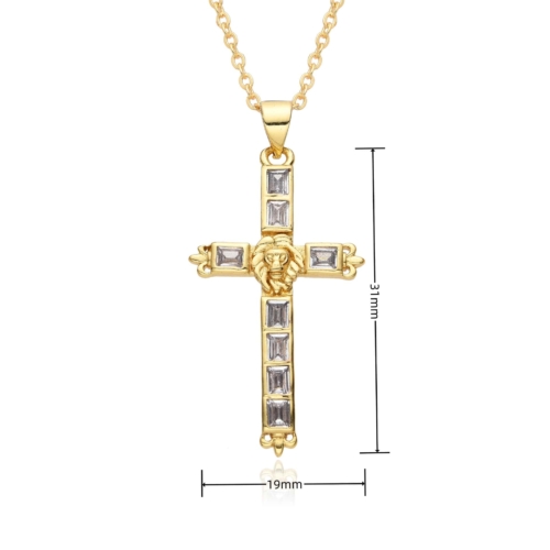 Kreuz Kette Zirkonia Gold 8