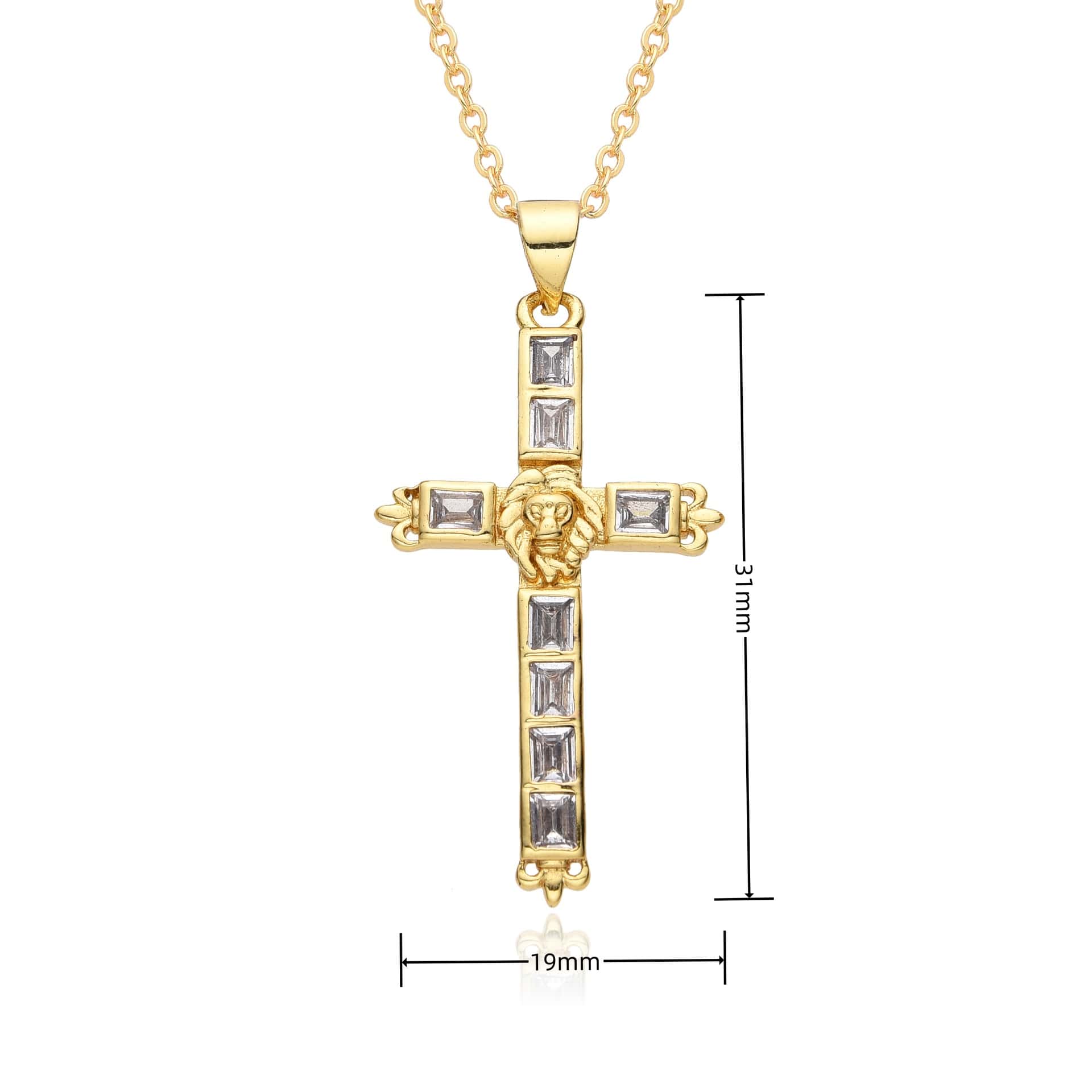 Kreuz Kette Zirkonia Gold 8