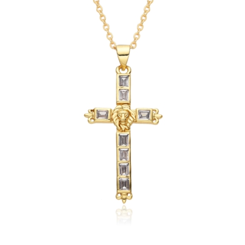 Kreuz Kette Zirkonia Gold 8