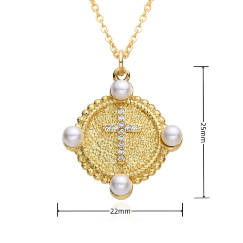 Kreuz Kette Zirkonia Gold 9