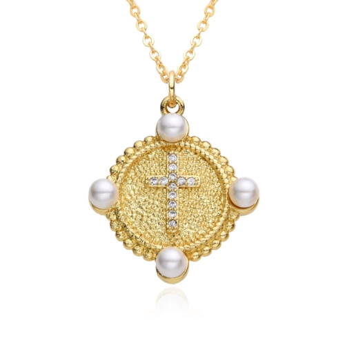 Kreuz Kette Zirkonia Gold 9