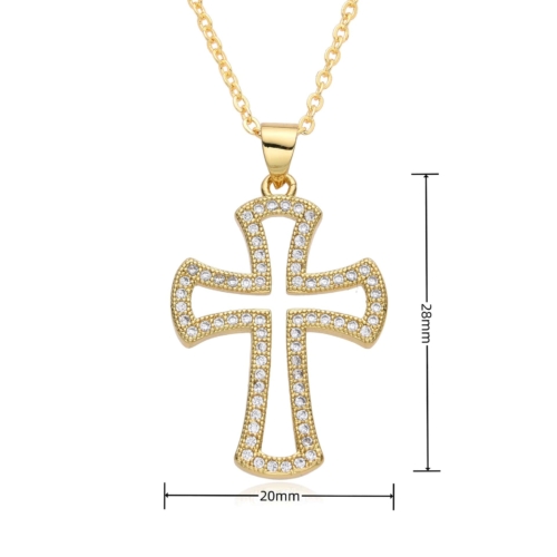 Kreuz Kette Zirkonia Gold 10