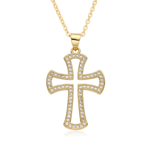 Kreuz Kette Zirkonia Gold 10