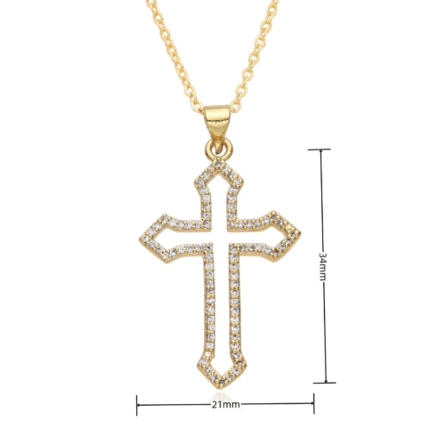 Kreuz Kette Zirkonia Gold 11