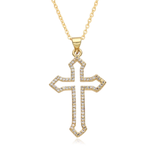 Kreuz Kette Zirkonia Gold 11