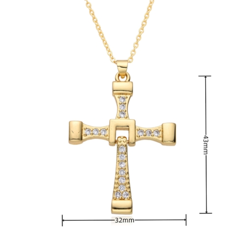 Kreuz Kette Zirkonia Gold 12