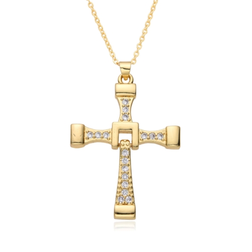 Kreuz Kette Zirkonia Gold 12
