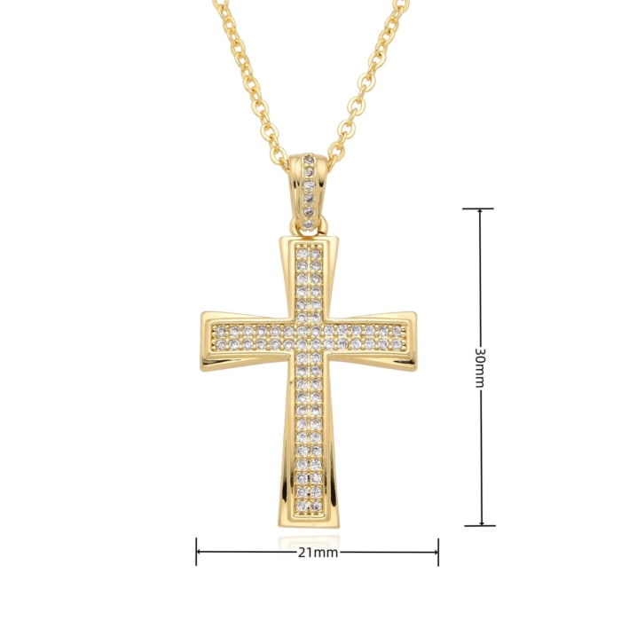 Kreuz Kette Zirkonia Gold 13