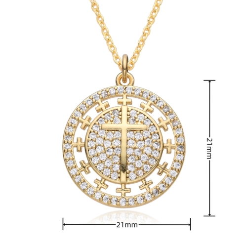 Kreuz Kette Zirkonia Gold 14