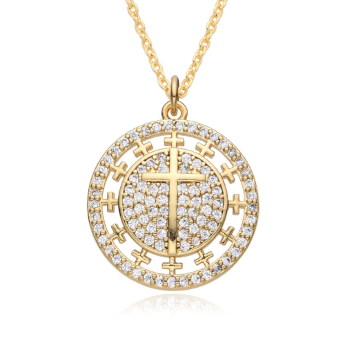 Kreuz Kette Zirkonia Gold 14