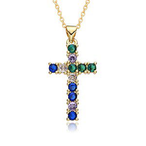 Kreuz Kette Bunte Zirkonia Gold , Kreuz Kette ,KreuzKette