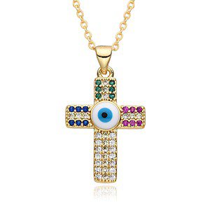 Kreuz Kette Bunte Zirkonia Gold, Kreuz Kette ,KreuzKette
