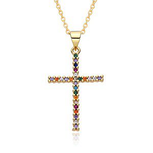 Kreuz Kette Bunte Zirkonia Gold , Kreuz Kette ,KreuzKette