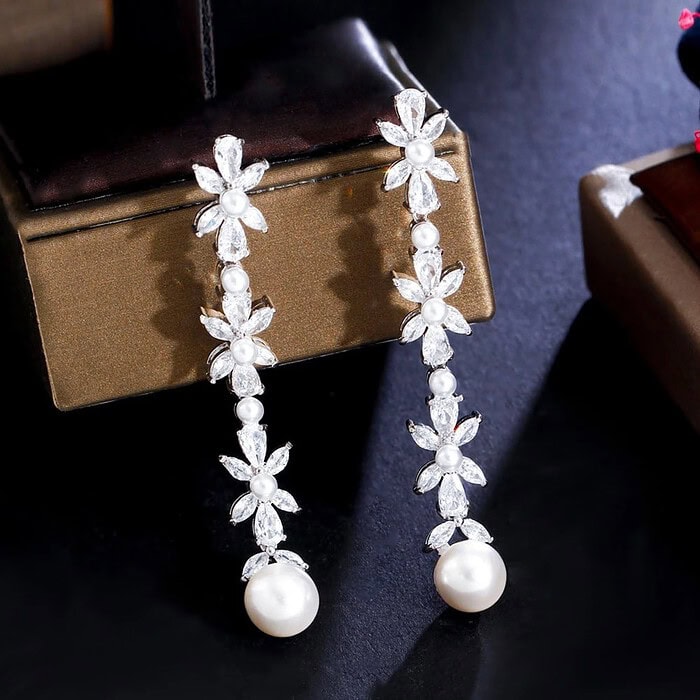 Brautschmuck Ohrringe Weißgold – Bild 3