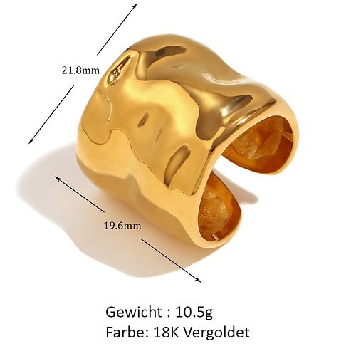 Ring Gold Damen Breite Wellenmuster