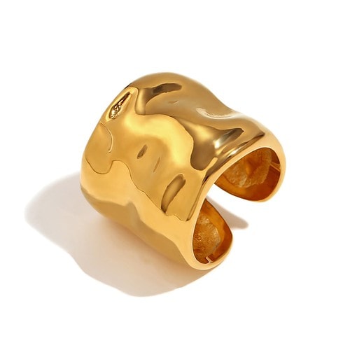 Ring Gold Damen Breite Wellenmuster