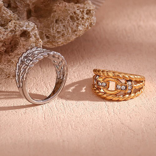 Ring Damen Breite Zirkonia Silber
