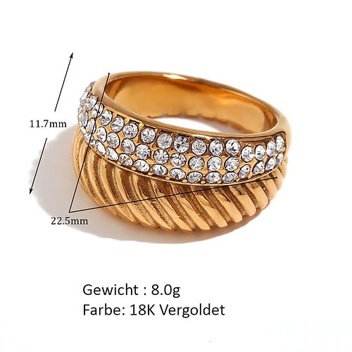 Ring Gold Damen Breite Zirkonia