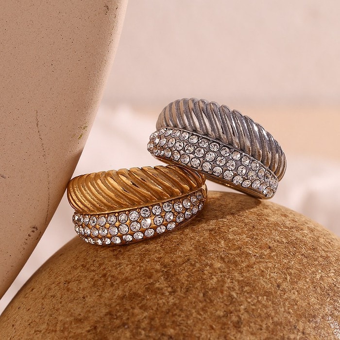 Ring Gold Damen Breite Zirkonia