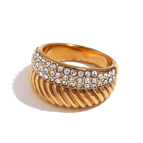 Ring Gold Damen Breite Zirkonia