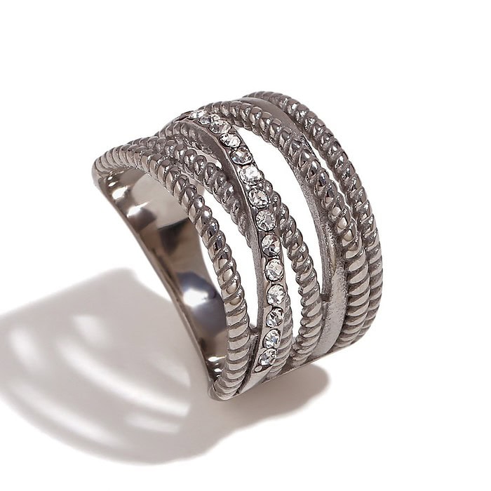 Ring Gold Damen Breite Zirkonia Irregulär
