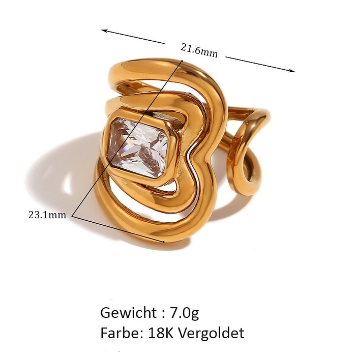 Ring Damen Breite Zirkonia Silber