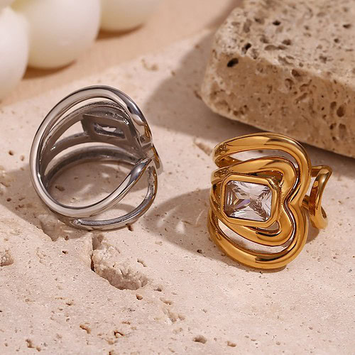 Ring Damen Breite Zirkonia Silber