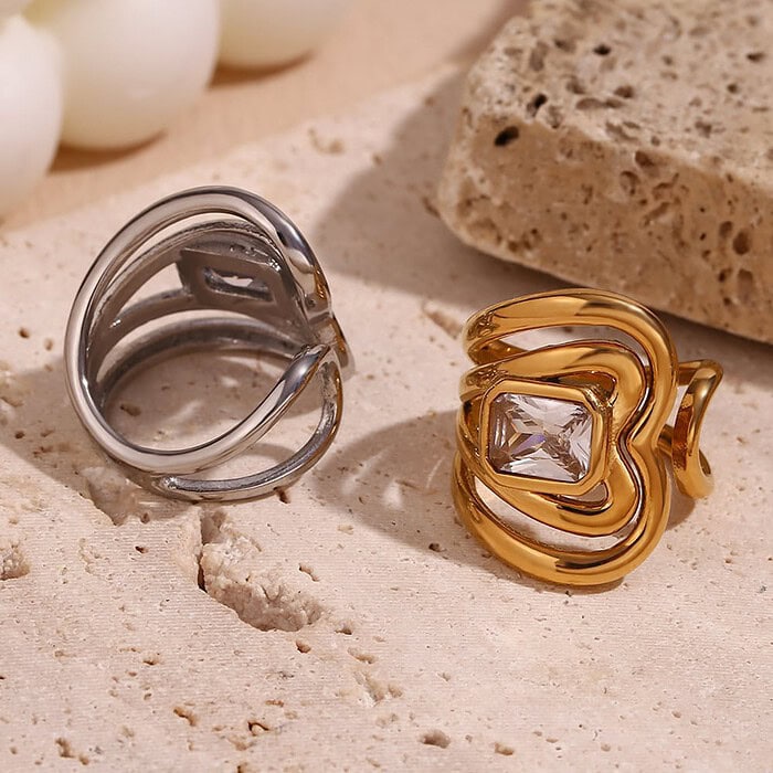 Ring Damen Breite Zirkonia Silber
