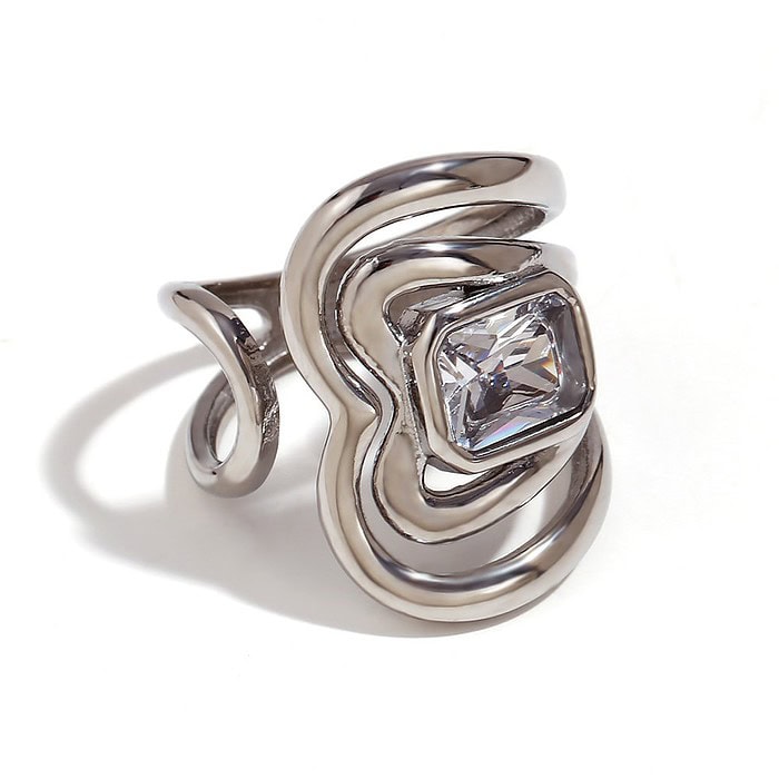 Ring Damen Breite Zirkonia Silber