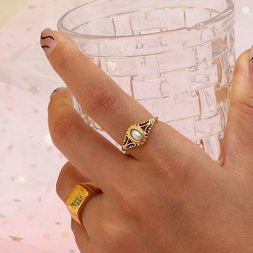 Vintage Ring Süßwasserperlen 18K Vergoldet