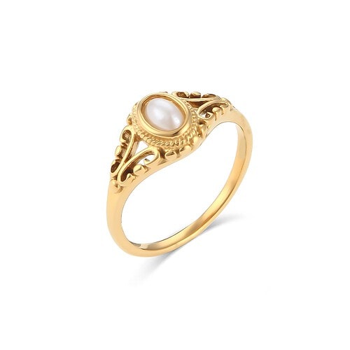 Vintage Ring Süßwasserperlen 18K Vergoldet
