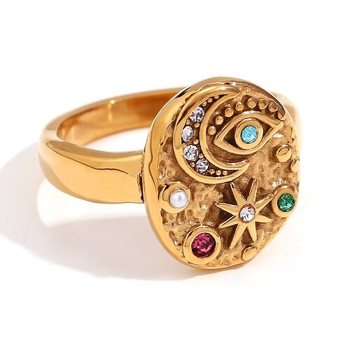 Edelstahl Ring Set Ohrringe Halskette