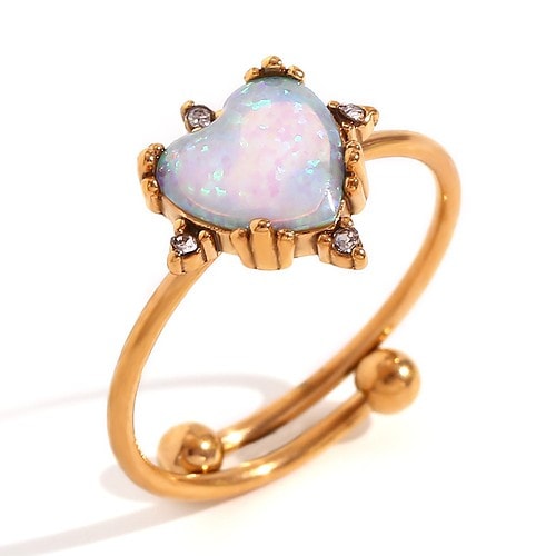 Edelstein Ring Herz 18K Vergoldet
