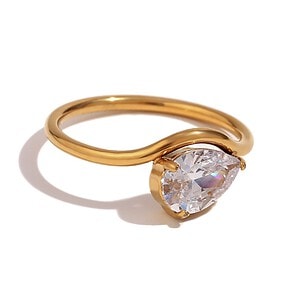 Verlobungs Ring Zirkonia Tropfen