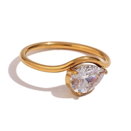 Verlobungs Ring Zirkonia Tropfen