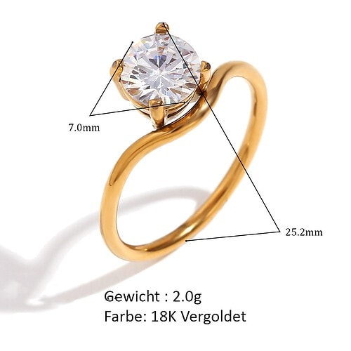 Verlobungs Ring Zirkonia Tropfen