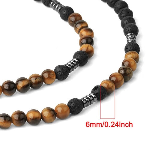 Kette aus Vulkangestein und Tigerauge
